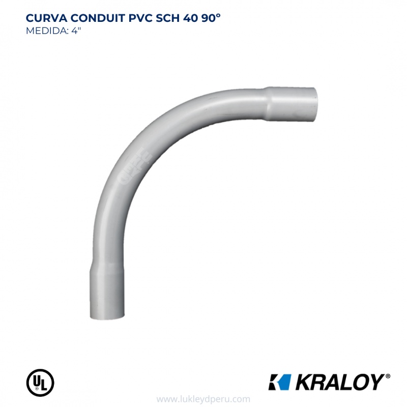 CURVA CONDUIT PVC SCH40 90º 4´´ - KRALOY - Productos - LU.KLEYD PERU ...
